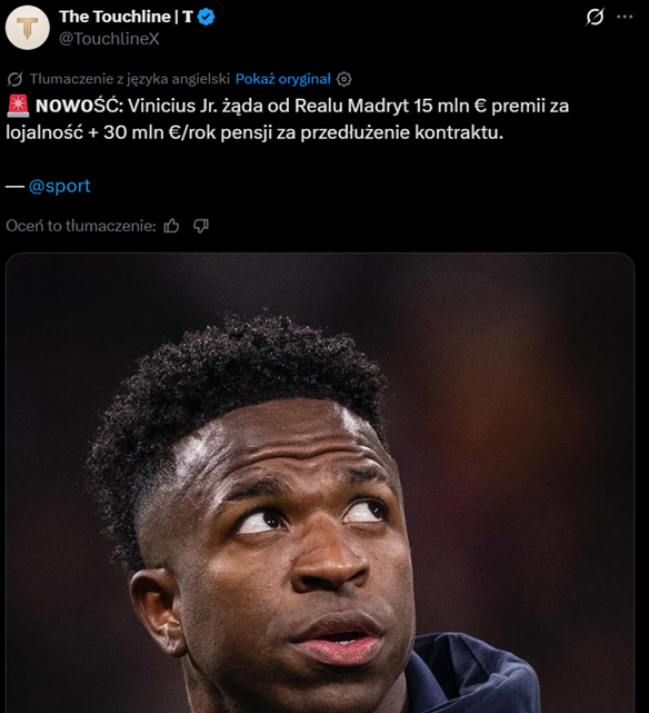 HIT! Tyle PREMII i PENSJI za przedłużenie umowy żąda Vinicius od Realu Madryt xD